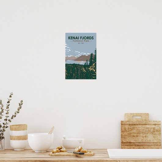 ケナイフィヨルド国立公園スキラックヴィンテージ ポスター (キッチン)