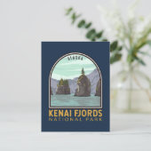 ケナイフィヨルド国立公園ヴィンテージエンブレム ポストカード (スタンド正面)