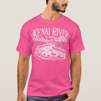ケナイリバーアラスカアクサーモン魚釣りキャンピングヒキン Tシャツ