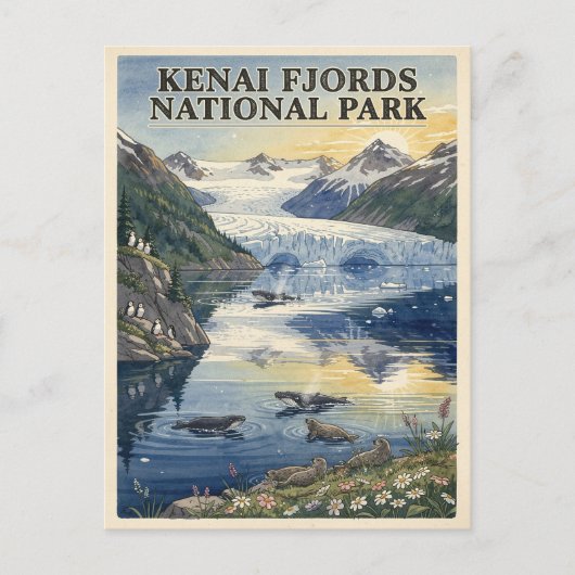 ケナイ・フィヨルド国立公園の氷河 ポストカード (正面)