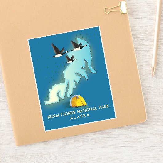 ケナイ・フィヨルド国立公園アラスカの旅行マップ シール (ノートブック)