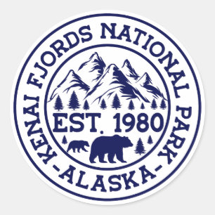 ケナイ・フィヨルド国立公園 EST.1980 アラスカ クマ ラウンドシール
