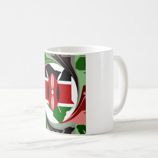 ケニアお祝いカラフル国旗の地図ベクトルアートワーク コーヒーマグカップ (正面右)