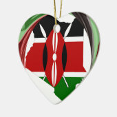 ケニアお祝いカラフル国旗の地図ベクトルアートワーク セラミックオーナメント (左)