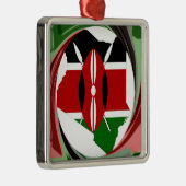 ケニアお祝いカラフル国旗の地図ベクトルアートワーク メタルオーナメント (右)