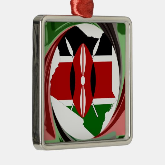 ケニアお祝いカラフル国旗の地図ベクトルアートワーク メタルオーナメント (右)