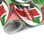 ケニアお祝いカラフル国旗の地図ベクトルアートワーク ラッピングペーパー (ロールコーナー)