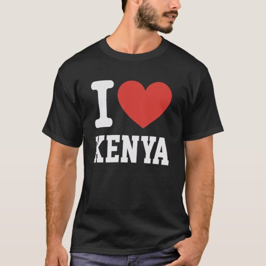 ケニアが好き ハート型のお土産 恋人たちの自豪心 旅行 ロ Tシャツ (正面)