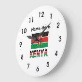 ケニアとケニアの国旗、あなたの名前で並ぶ ラージ壁時計 (傾斜)