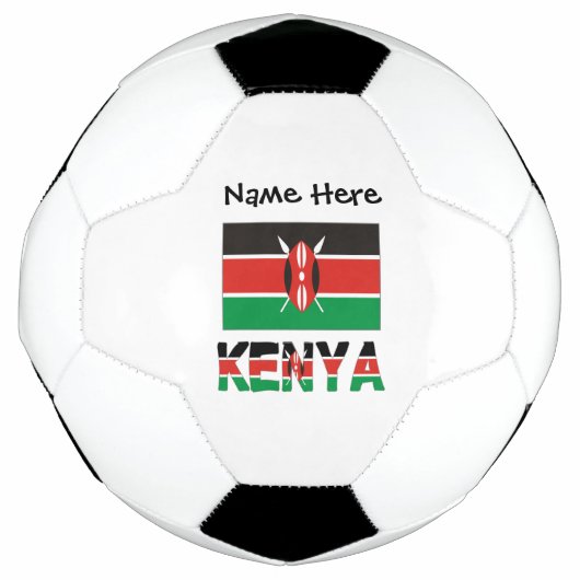 ケニアとケニア国旗 タイルにあなたの名前 サッカー サッカーボール (正面)