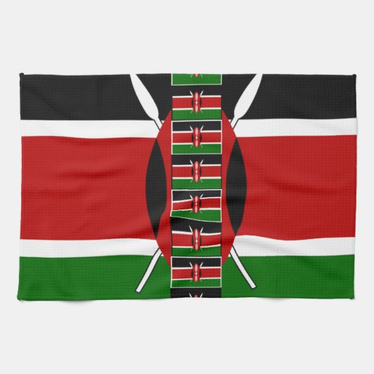 ケニアのシームレスフ縁どラグフレームアートプリント キッチンタオル (横)