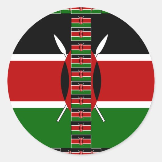 ケニアのシームレスフ縁どラグフレームアートプリント ラウンドシール (正面)