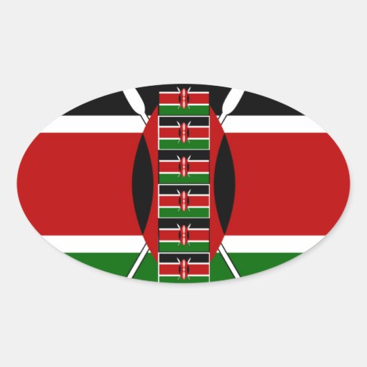 ケニアのシームレスフ縁どラグフレームアートプリント 楕円形シール (正面)
