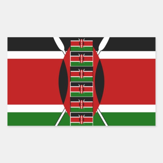 ケニアのシームレスフ縁どラグフレームアートプリント 長方形シール (正面)