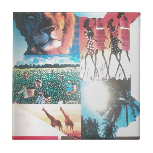 ケニアのタペストリー:野生生物、文化、沿岸ビーチ タイル (正面)