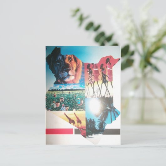 ケニアのタペストリー:野生生物、文化、沿岸ビーチ ポストカード (スタンド正面)