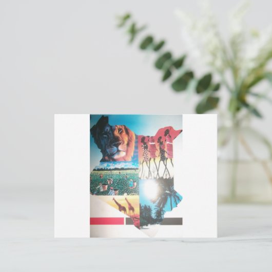 ケニアのタペストリー:野生生物、文化、沿岸ビーチ ポストカード (スタンド正面)