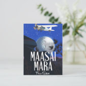 ケニアのマサイマラへのサファリポスター! ポストカード (スタンド正面)