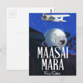 ケニアのマサイマラへのサファリポスター! ポストカード (正面/裏面)