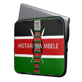 ケニアの伝統 Mstari wa Mbele 最前線 QR ストーリー ラップトップスリーブ