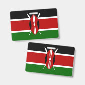 ケニアの国旗が付いた名札 バッジ (Front & Back)