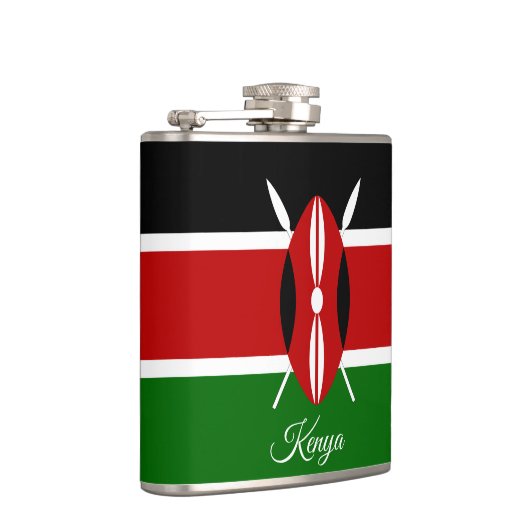 ケニアの国旗とハート、ケニア旅行/スポーツファン フラスク (右)