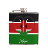 ケニアの国旗とハート、ケニア旅行/スポーツファン フラスク (正面)