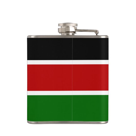 ケニアの国旗とハート、ケニア旅行/スポーツファン フラスク (裏面)