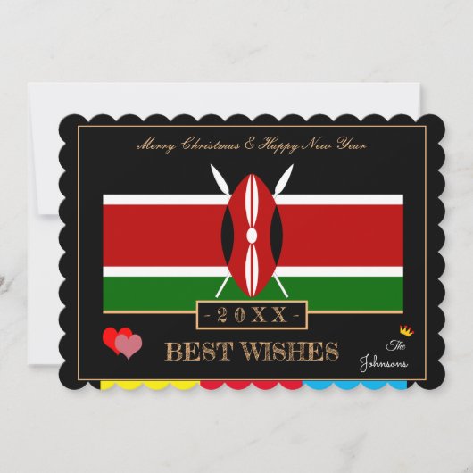 ケニアの国旗と新年のおめでと最高のうケニア シーズンカード (正面)
