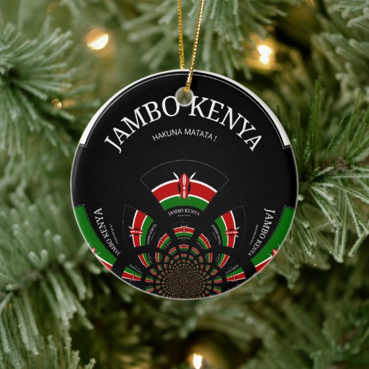 ケニアの国旗にインスパイアされたジャンボウェルカムデザイナート セラミックオーナメント (ツリー)