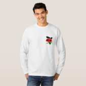 ケニアの地図および旗の長袖の人のTシャツ Tシャツ (正面フル)