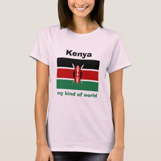 ケニアの旗+地図+テキストTシャツ Tシャツ (正面)