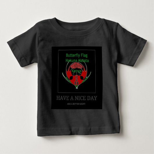 ケニアの盾のデザイン:蝶の旗。 ベビーTシャツ (正面)