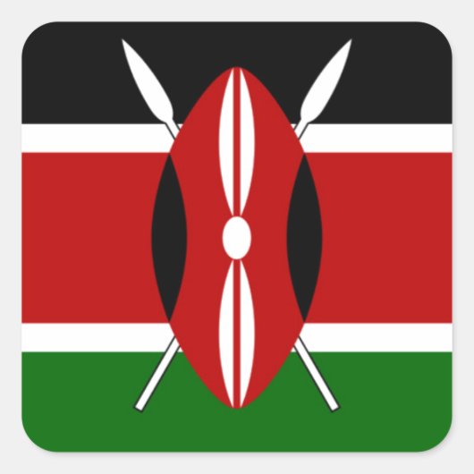 ケニアの美しい旗感動的の色にする スクエアシール (正面)