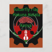 ケニアの蝶の旗のアート - ハクナマタタ愛国的な ポストカード (正面)