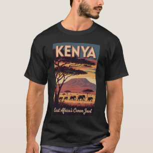 ケニアの象のイラスト 旅行アート ヴィンテージ Tシャツ