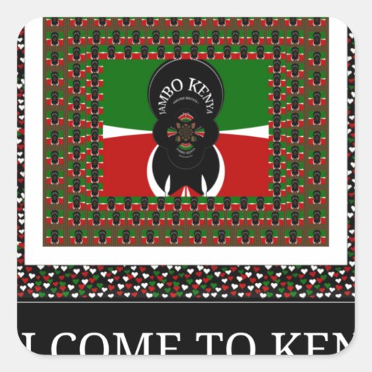 ケニアへようこそ。ケニアの美しい文字 スクエアシール (正面)