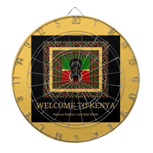 ケニアへようこそ。ケニアの美しい文字 ダーツボード (正面)