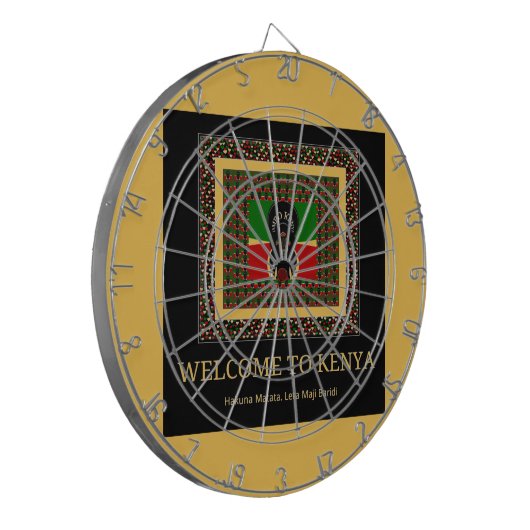 ケニアへようこそ。ケニアの美しい文字 ダーツボード (正面左)