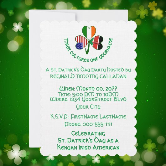 ケニアアイルランドUSA国旗のシャムロパーソナライズされたック 招待状