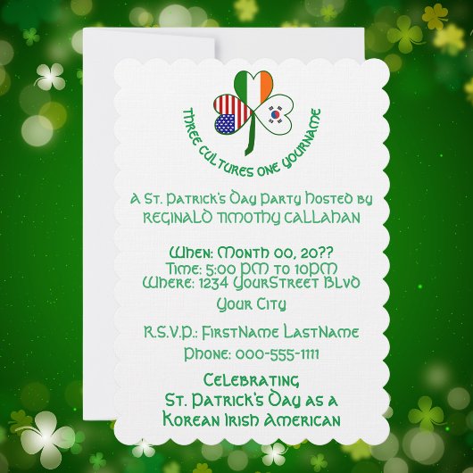ケニアアイルランドUSA国旗のシャムロパーソナライズされたック 招待状