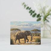 ケニアアンボセリ国立公園ゾウ ポストカード (スタンド正面)