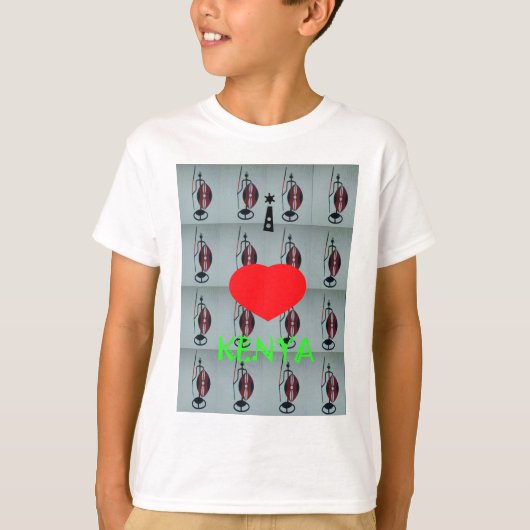 ケニアアートプリントが好き Tシャツ (正面)