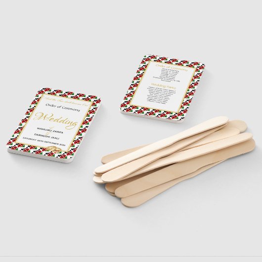 ケニアクリスチャンのカスタムウェディングプログラム ハンドファン (組立なし)