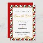 ケニアクリスチャンカスタムウェディングお祝い セーブザデート (正面/裏面)