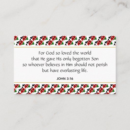 ケニアクリスチャン聖なる書物、 経典ジョン3:16 名刺 (裏面)