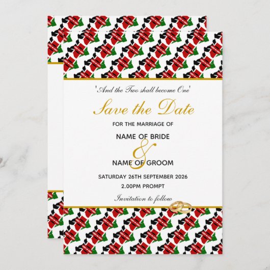 ケニアクリスチ結婚アンお祝い セーブザデート (正面/裏面)