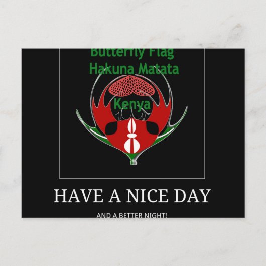 ケニアシールドデザイン:バタフライ国旗。 ポストカード (正面)