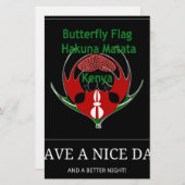 ケニアシールドデザイン:バタフライ国旗。 便箋 (正面/裏面)