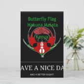 ケニアシールドデザイン:バタフライ国旗。 便箋 (スタンド正面)